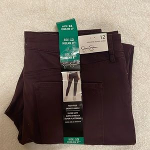 Jessica Simpson, High Rise Skinny Ankle pants, purple, size 12 (inseam 27”)
